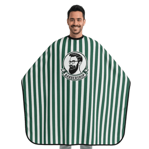 Maxi-Cape de Coupe GM - Polyester, Rayée Verte, Tête Barber-Shop - KUSTER