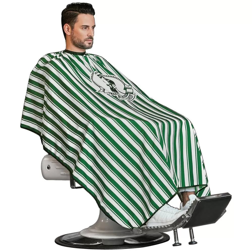 Maxi-Cape de Coupe GM - Polyester, Rayée Verte, Tête Barber-Shop - KUSTER